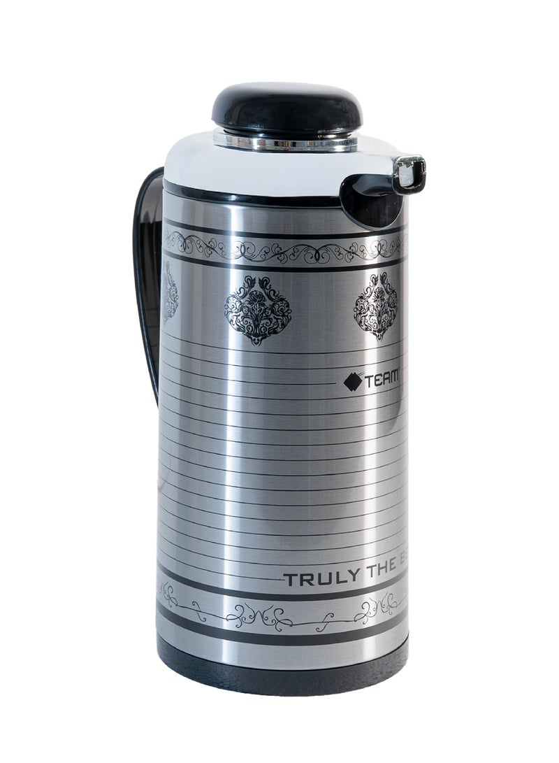 تيم TEAM 1.3L Stainless Steel Vacuum Flask – Double Wall Thermal Carafe | Keeps Drinks Hot & Cold for Hours | Durable Coffee & Tea Thermos with Easy‑Pour Handle - Image 1